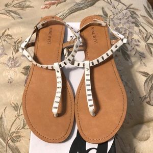 Nine West white thong sandals